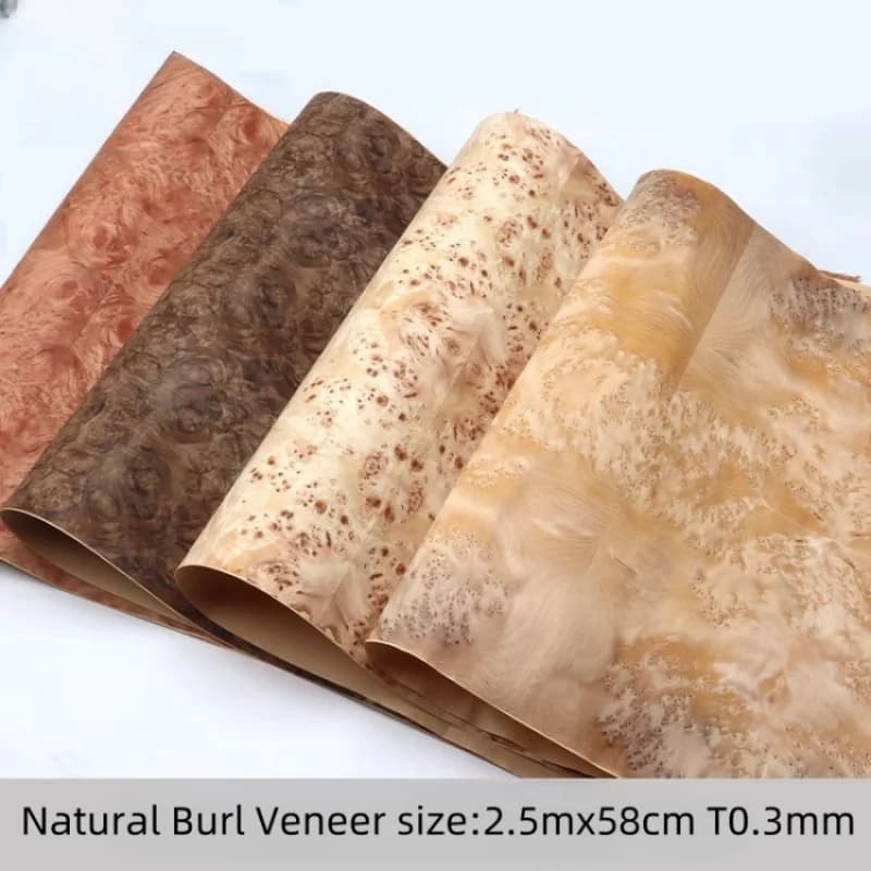 Natural Burl Veneer for Luxury Furniture Decoration Walnut High Quality  Exotic Wood Grain size:58x250cm T0.25mm