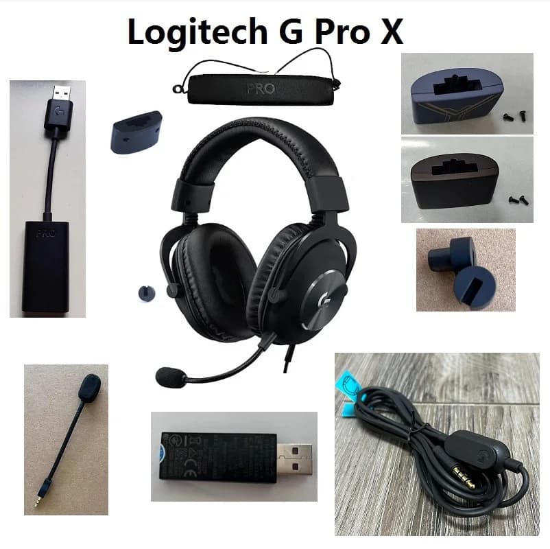 Original Spare parts for Logitech G Pro X headset Replacement Hinge buckle Adapter Receiver,Microphone,sound card,Audio cable