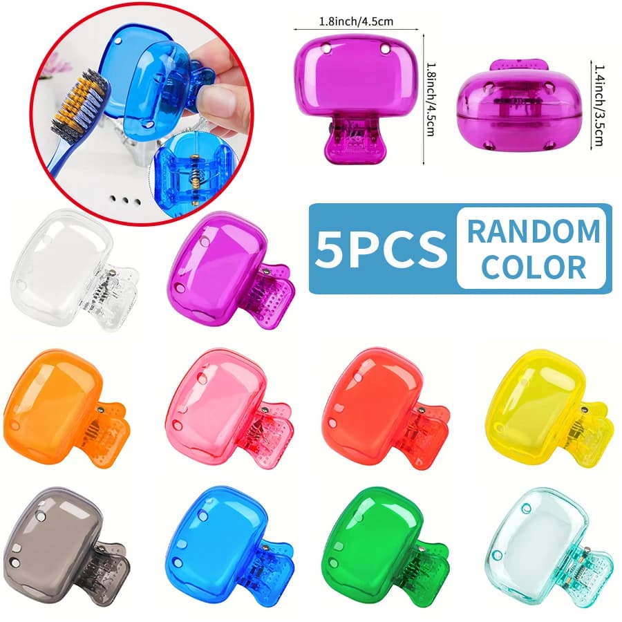 5pcs Household Toothbrush Storage Clip - Portable Travel Toothbrush Dust Protective Cap - Storage Box Portable Toothbrush Head P