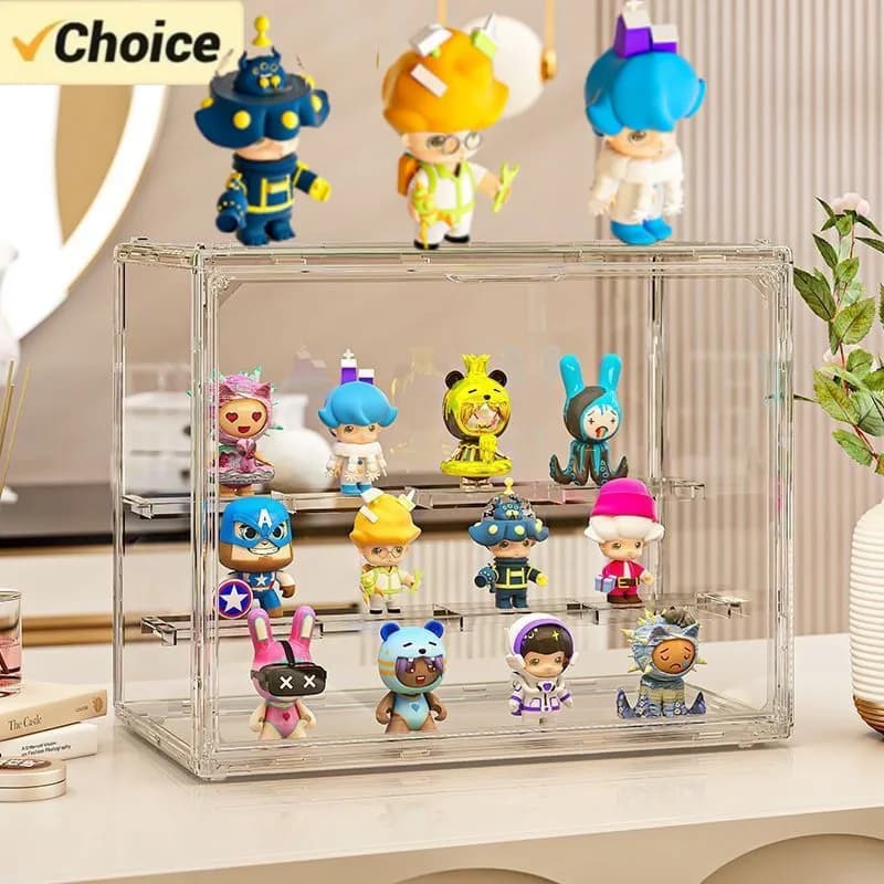 1pc Three Layer Acrylic Display Rack, Blind Box Storage Box,Llarge Capacity Dustproof,For POP MART,Doll,Handmade,Anime,Car Model