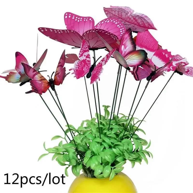 12Pcs/set Colorful Butterflies Garden Stake Yard Planter Butterfly Stakes Decoracion Outdoor Decor Flower Pots Decoration