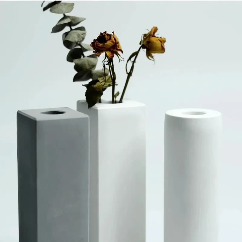 1-2PCS DIY Minimalist Concrete Geometric Cement Dry Flower Vase Living Room Flower Vase Decoration Epoxy Resin Moulds