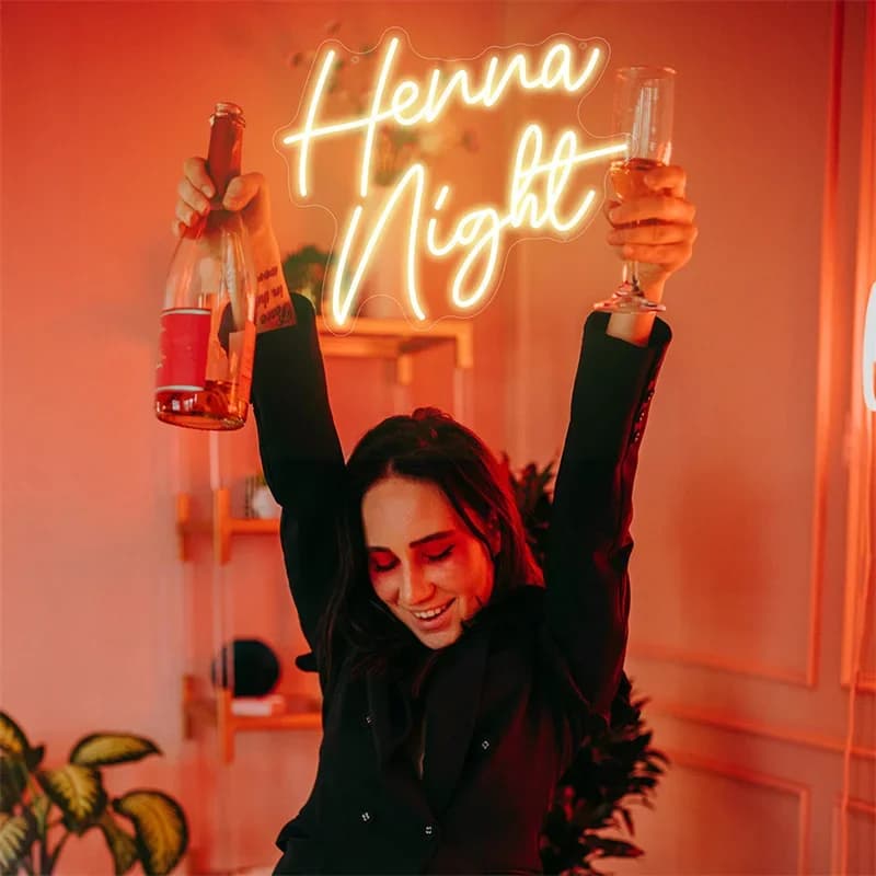 Henna Night Neon LED Signs, Wedding Signs, Bridal Decoration, Bedroom Party, Wall Art Decor, Wedding Supply