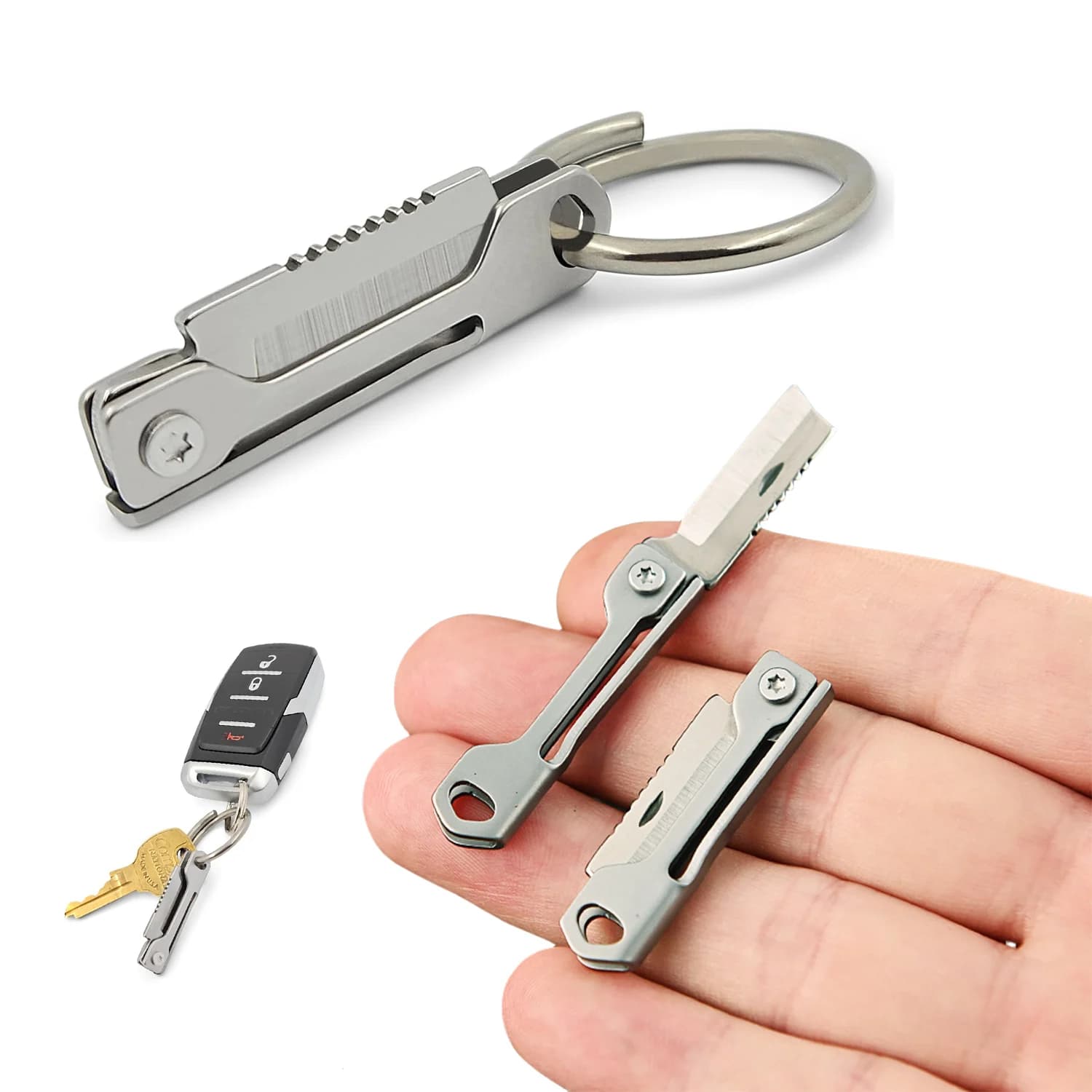 Mini Square-Head Stainless Steel Multipurpose Pocket Folding Knife，Utility knife，Keychain -For Parcel Opening, EDC,Outdoors Use