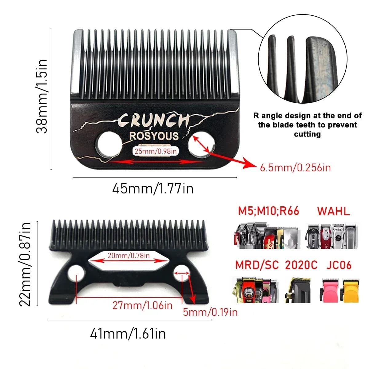 Hair Clipper Accessories Replacement ROSYOUS CRUNCH DLC Blade for JUCAI JC06  8148 V003 H1 R66 M10 Madeshow Wmark Kulilang VGR