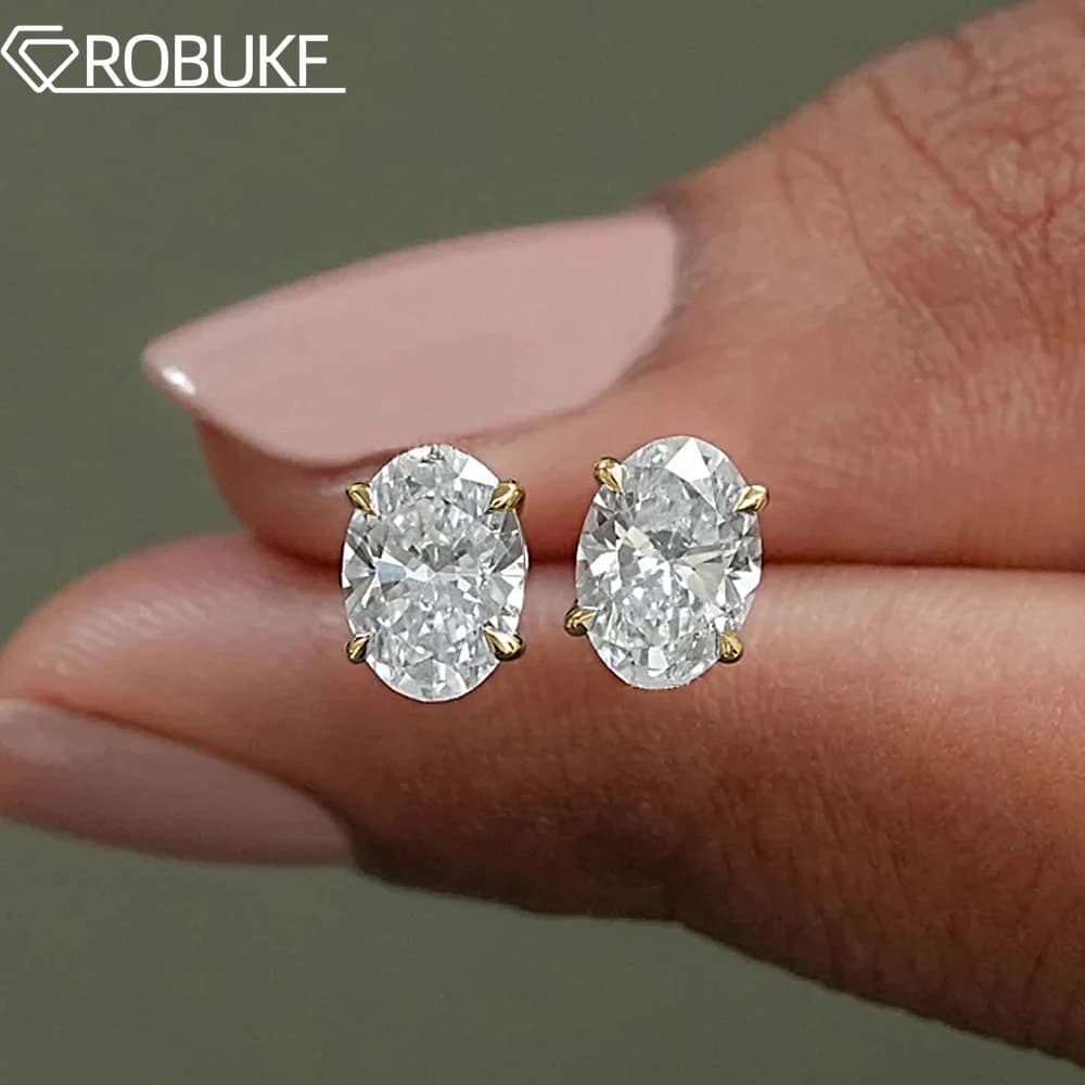 0.5-5ct Oval Cut Moissanite Stud Earring for Women D Color Sparkling Diamond 925 Sterling Silver Ear Studs Party Jewelry Gifts