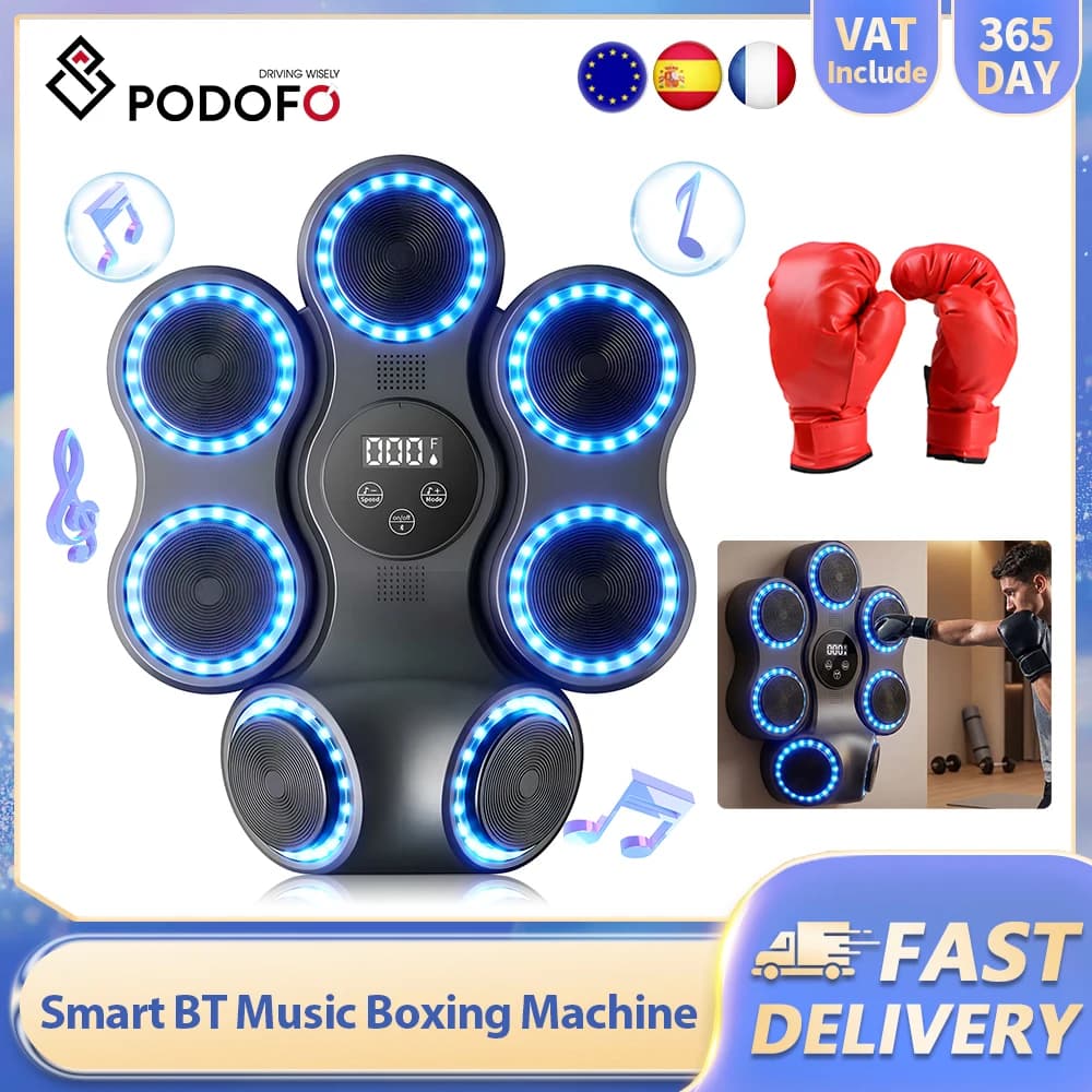 Podofo Upgraded Smart Music Boxing Machine 7-Target Boxing Trainer Decompression Fighting Fitness Home Boxing Wall Target