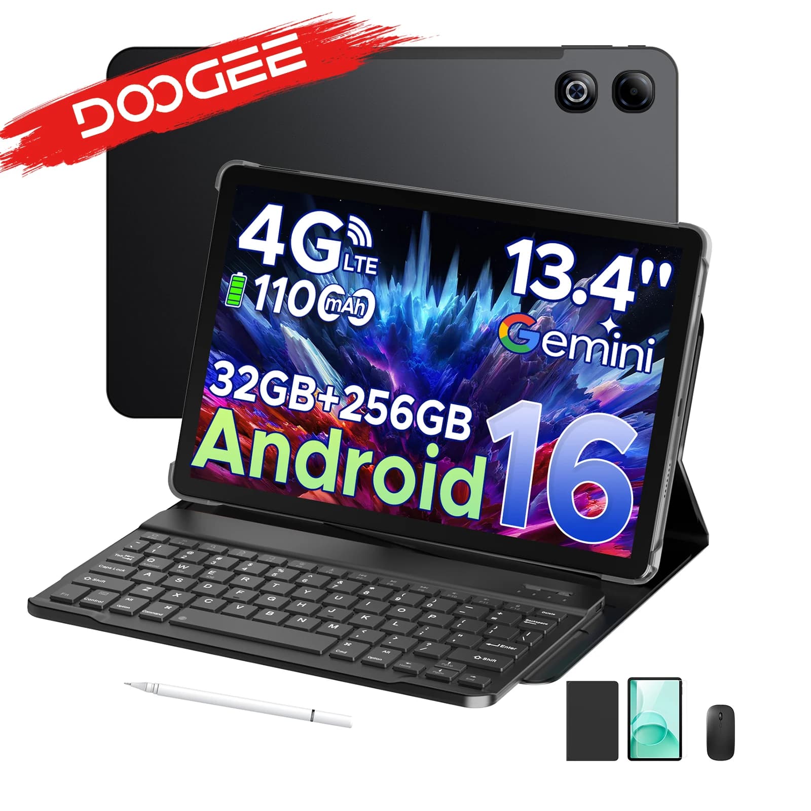 DOOGEE Tab G6 Max 2-in-1 tablet PC Android 16 Gemini AI 13.4'' 32 GB 256 GB 11000 mAh battery 7.7mm Widevine L1