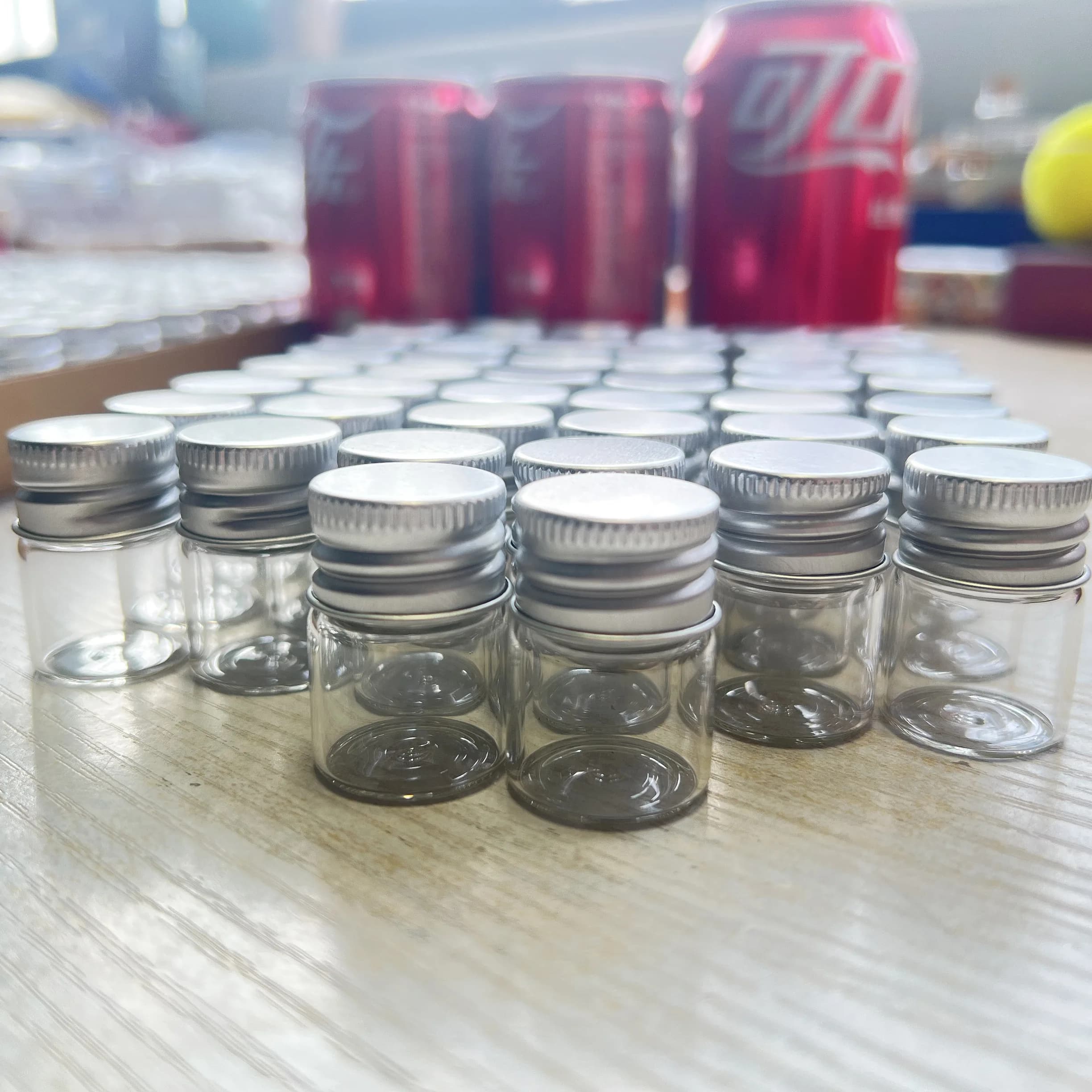 50/100 PCS 5ml Cute Mini Glass Jars Silver Screw Cap 13×22×30mm Tiny Glass Bottles Aluminium Lids Small Decorative Vial