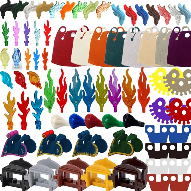 MOC Building Blocks Medieval Knight War Horse Accessories Scabbard Horse Rope Scabbard Flag Feather Cape Spear Mini Bricks Toys