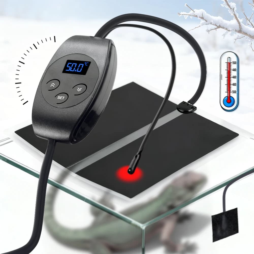 5W-45W Garden Plants Reptile Heating Mats with Adjustable Temperature Control Thermal Sensor Probe Can Set 0-50°C Pet Heater Pad