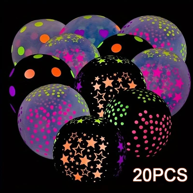 20Pcs Fluorescent Balloon Glow In The Dark Neon Glow Latex Balloons For Wedding Birthday Glow Party Decor