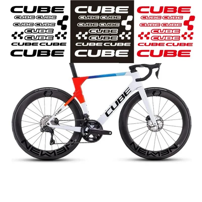 2D Flat Sticker 15 Piece Frame Sticker - Self Adhesive Reflective Vinyl Sticker with CUBE Logo Design (Multi Colour) for Bikes,