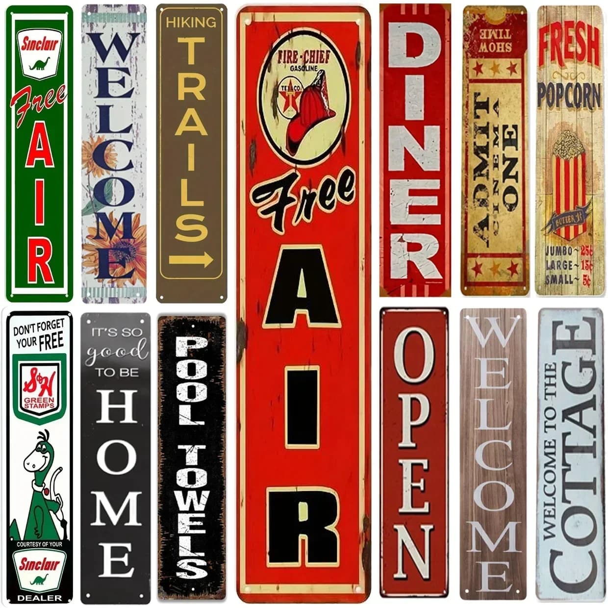 Decor Free Air Gas Oil  Vintage Signs Funny Street Metal Signs Country Road Sign for Home Wall Cafe Bar Man Cave Outdoor