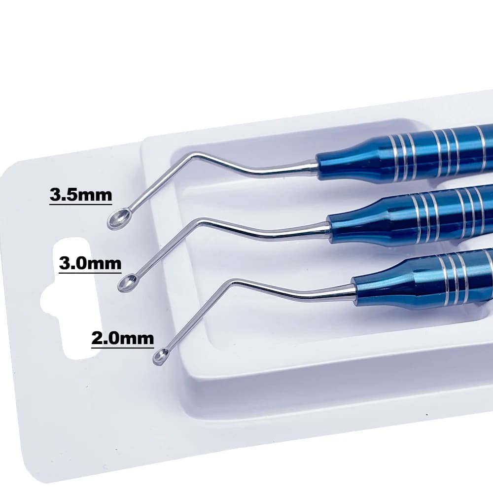 Set Dental Surgical Implant Powder Spoon Graft Scoop Bone Curette Periodontal Cleaning Tool Bone Fragment Removal Instrument