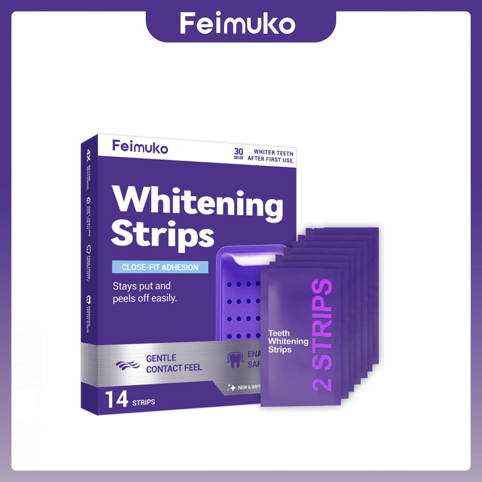 Purple Teeth Whitening Strips Oral Hygiene Fresh Breath Brighten Tooth Bleaching Long Lasting Oral Care Tooth Whitener Patches
