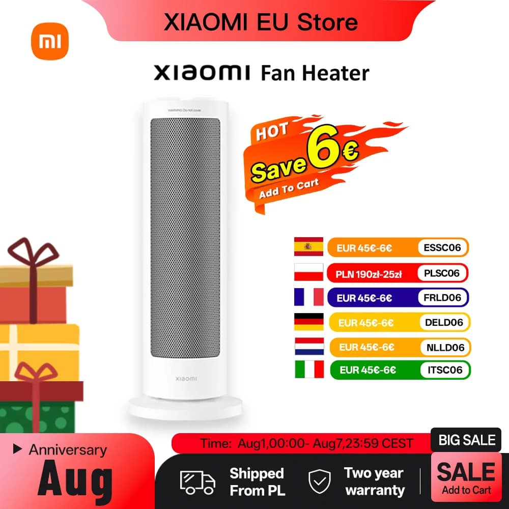 XIAOMI Fan Heater Compact Home Standing Quick-Heat Oscillating Electric Fan Heater with Thermostatic Control
