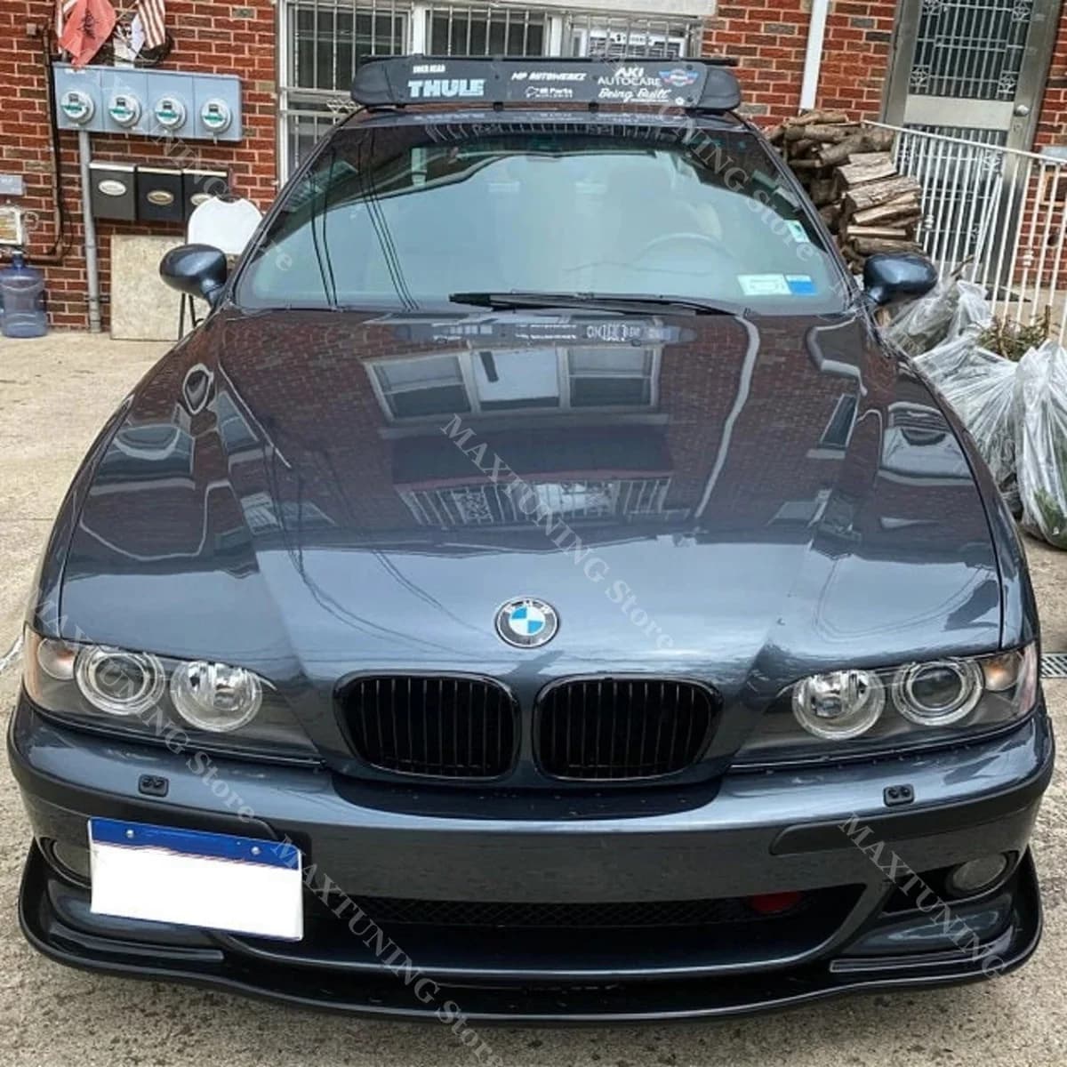 Gloss Black Front Splitter Lip Spoiler For 1998-2003 BMW 5 Series E39 M5 & M5 Style Replacement Bumper Blade Kit ABS Plastic