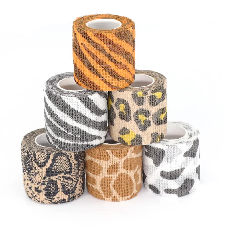 Animal Printed Self Adhesive Tattoo Elastic Bandage 4.5m Sports Wrap Tape for Finger Joint Knee First Aid Kit Pet Tape