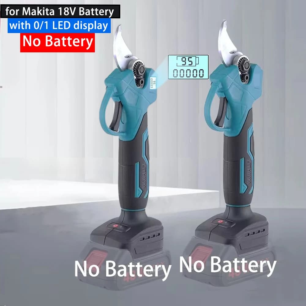 Brushless Electric Pruning Shears Garden Tool Pruner with 0/1 LED Display Cordless Electric Scissors for Makita 18V No Battery