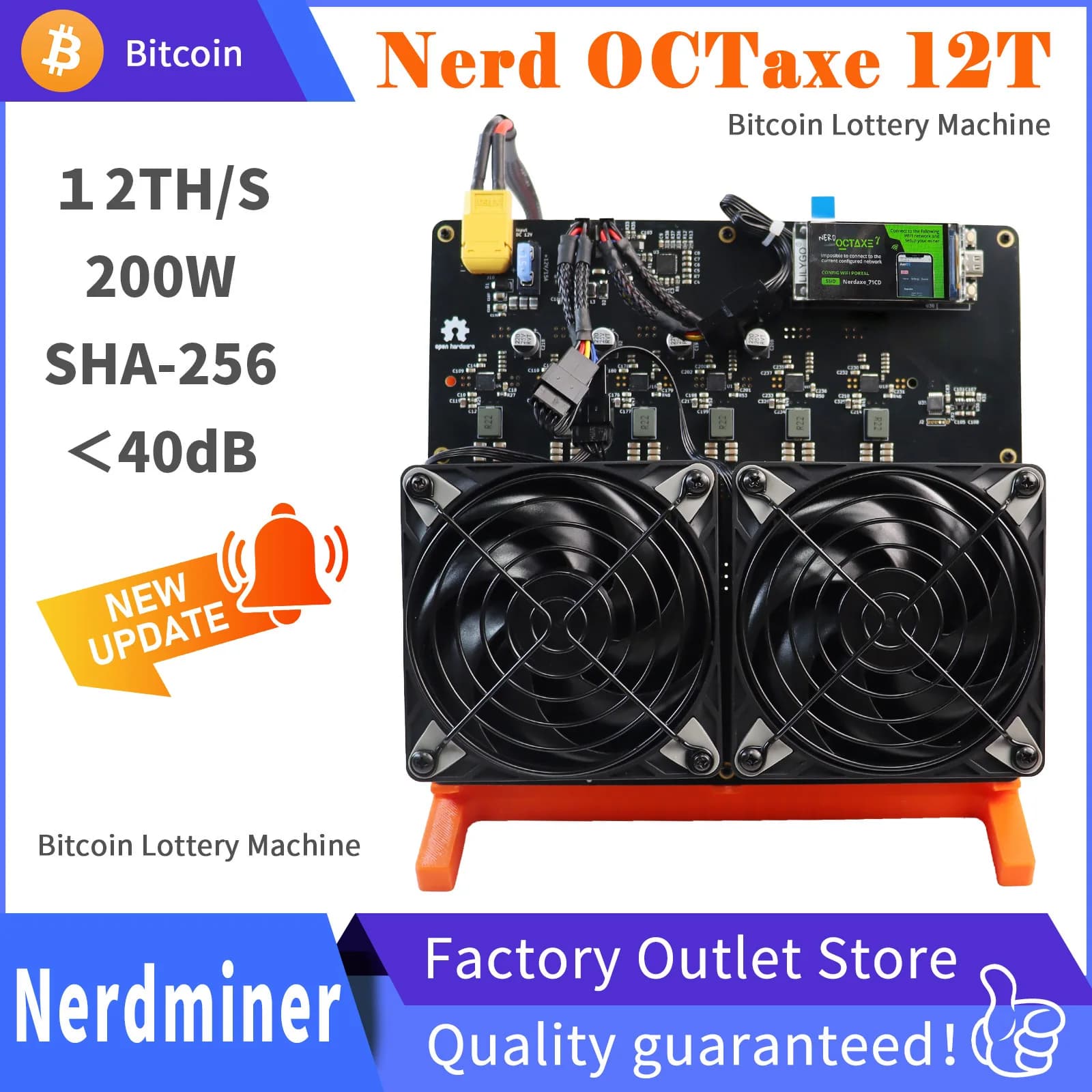NerdOCTAXE Rev3.1 Bitcoin Miner 12TH/s Hash Rate 2026 Model Personal Blockchain Virtual Coin Lotto Machine for Family Use