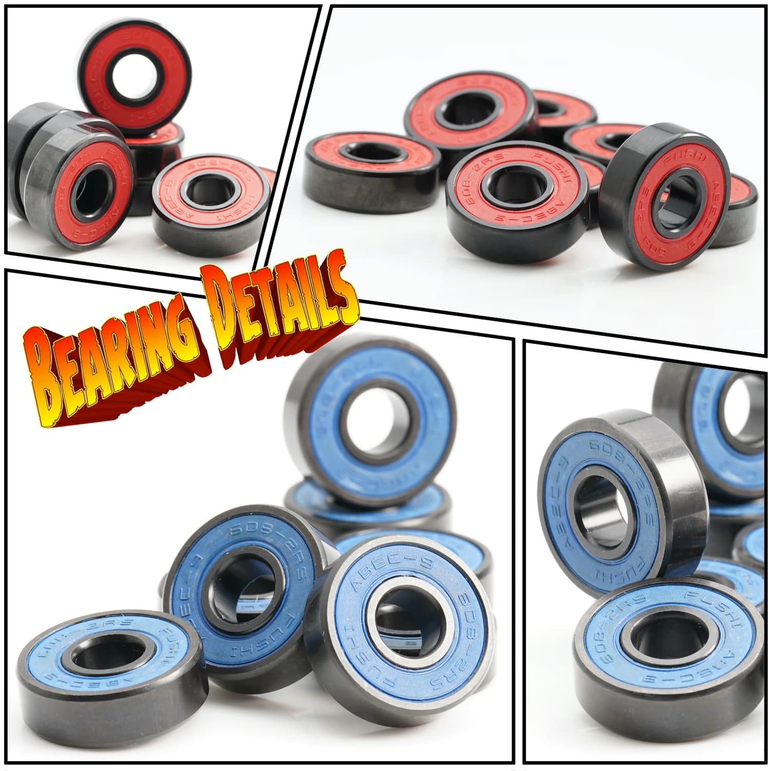 608RS 8*22*7 mm ABEC-9 Skateboard Ball Bearings  8pc/16pc 608 2RS Red Blue Sealed for Inline Skates Roller Skate Scooter Wheels