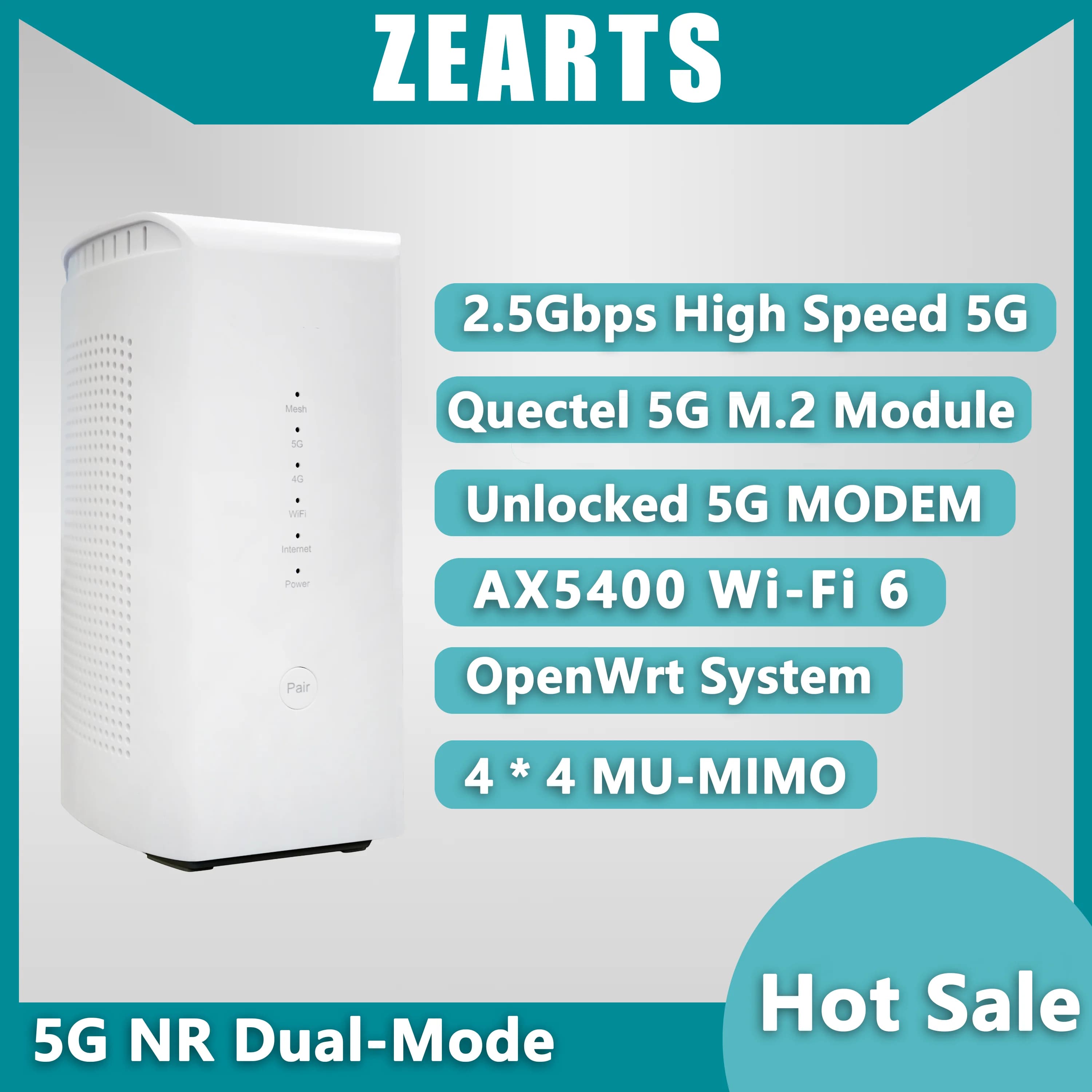 Unlocked 5G MODEM D50 5G Wi-Fi 6 AX5400 RM500Q OPENWRT Home Router LTE N28 N41 N78 CPE SA/NSA ZEARTS AW1000 next UNLOCKED