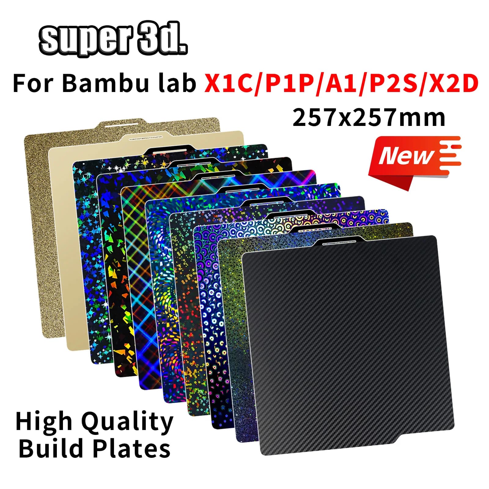 PEO Bambulab Build Plate P1s Spring Steel Sheet Pei Sheet 257x257 Build Plate P1s Bamboo Lab Bambulabs X1 Carbon X1 A1 X2D Plate