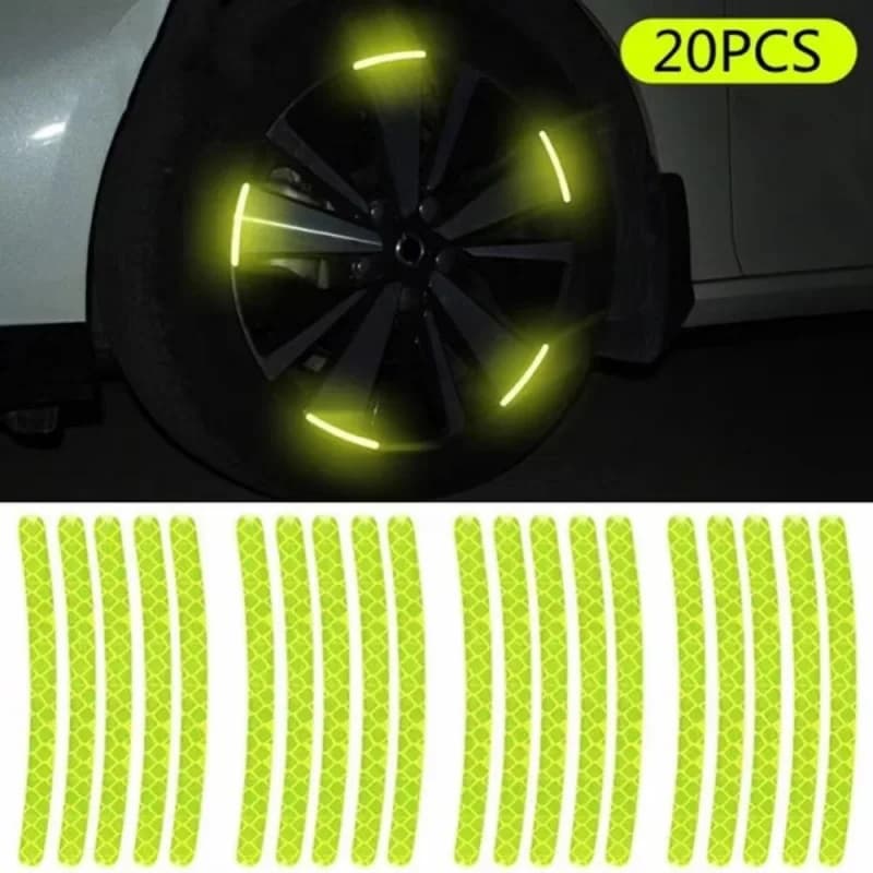 20/40pcs Bike Tire Rim Reflective Sticker Night Safety Warning Strip Motorcycle Bike Auto Wheel Hub Reflector Stickers Decals