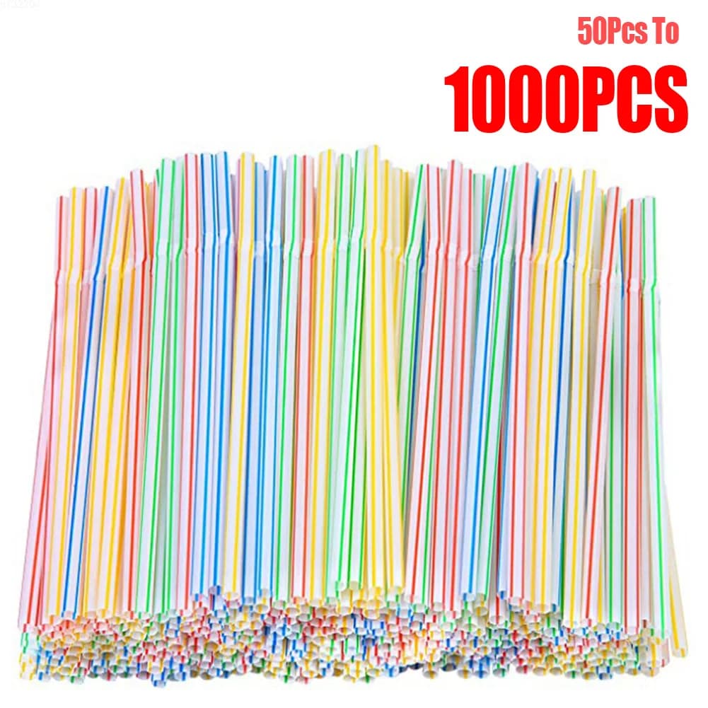 50-1000 Pcs Multicolor Drinking Straws Rietjes Milk Tea Bar Party Wedding Kitchen Home Accessories Beverage Black Straw Wholesal