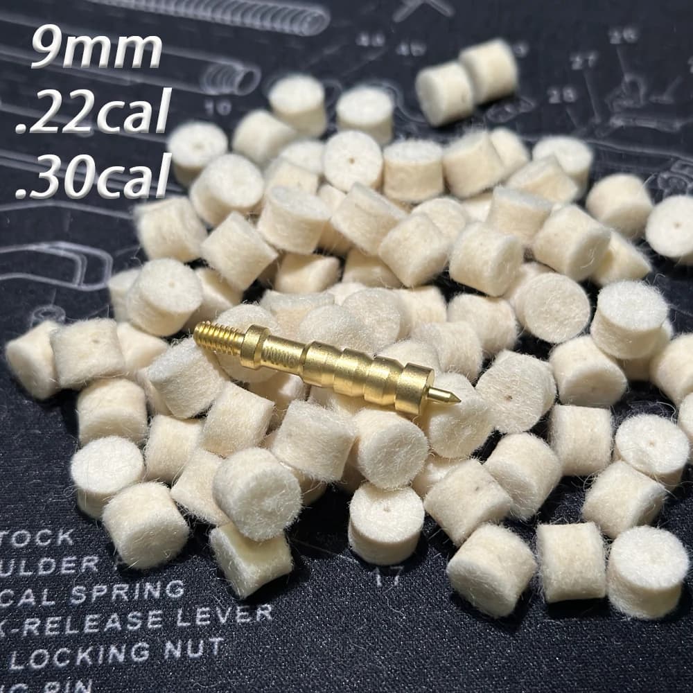 .22cal .30cal 9mm 100pcs Wool Felt Polishing Pad Mop With Hole Spear Pointed Carbon Cleaning Brush Hunting Gun Cleaning Kit