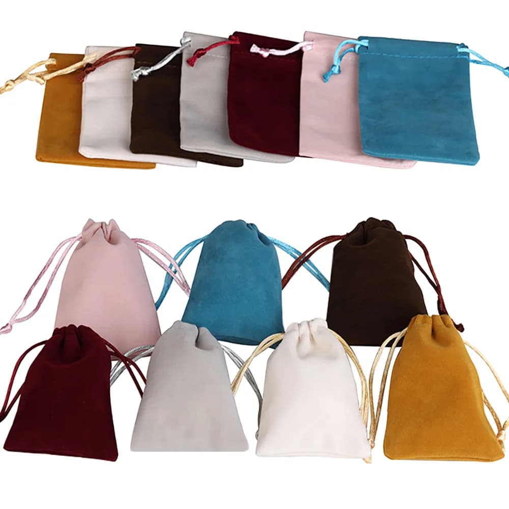 25pcs/lot Small Velvet Jewelry Bag Short Plush Multi-color For Jewelry Packing Wedding Portable Drawstring Pouch Jewelry Bag