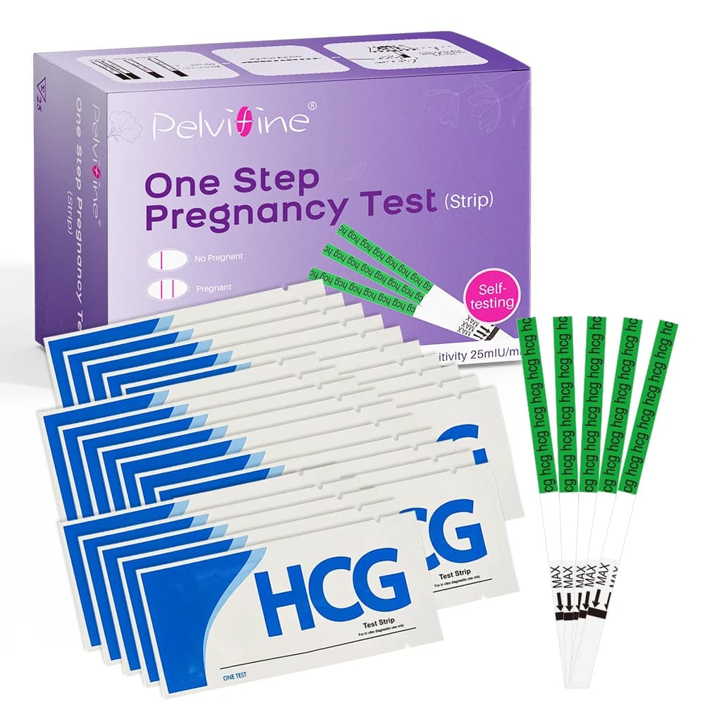 Pelvifine Pregnancy Tests with Cup, Bulk hCG Test Strips for Home Detection, Over 99% Accuracy, Individually Wrapped, 25 Count
