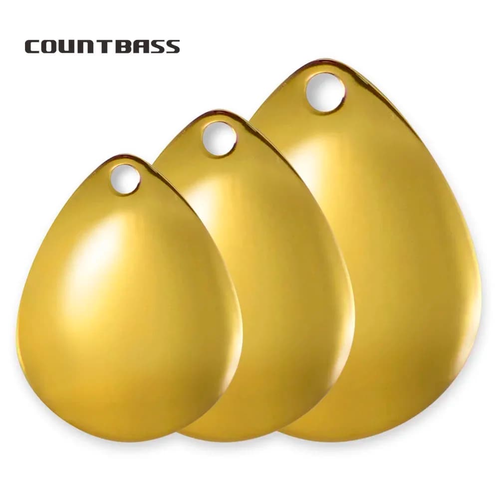 COUNTBASS 50pcs Size 0-6 Gold Plated Steel Colorado Spinner Blades Smooth Finish For Spinnerbaits Fishing Lure Making Parts