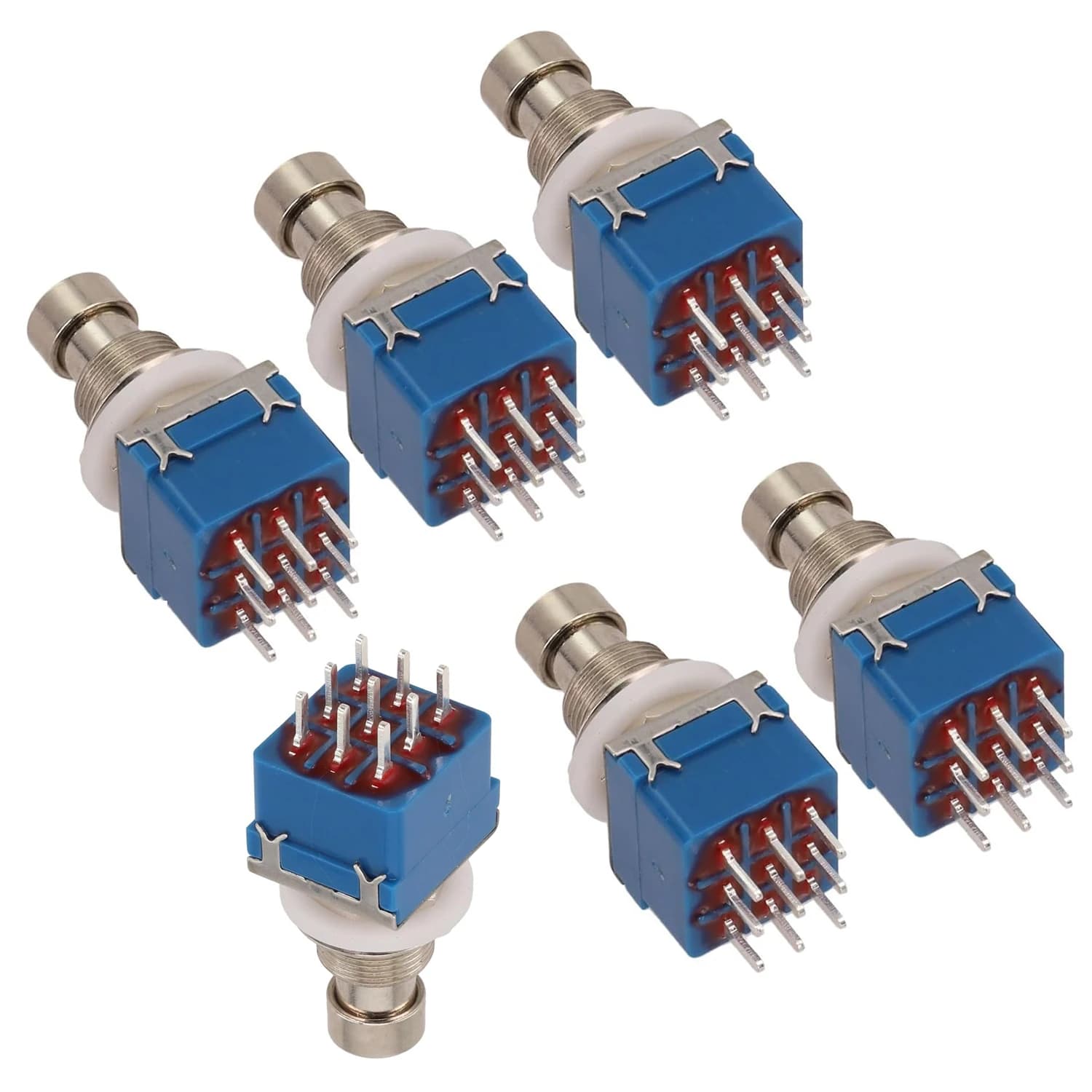 DAIERBUMP 6PCS Guitar Effect Pedal Switch 3PDT Foot Switch PCB Button ON-ON Latching 9 Pins True Bypass