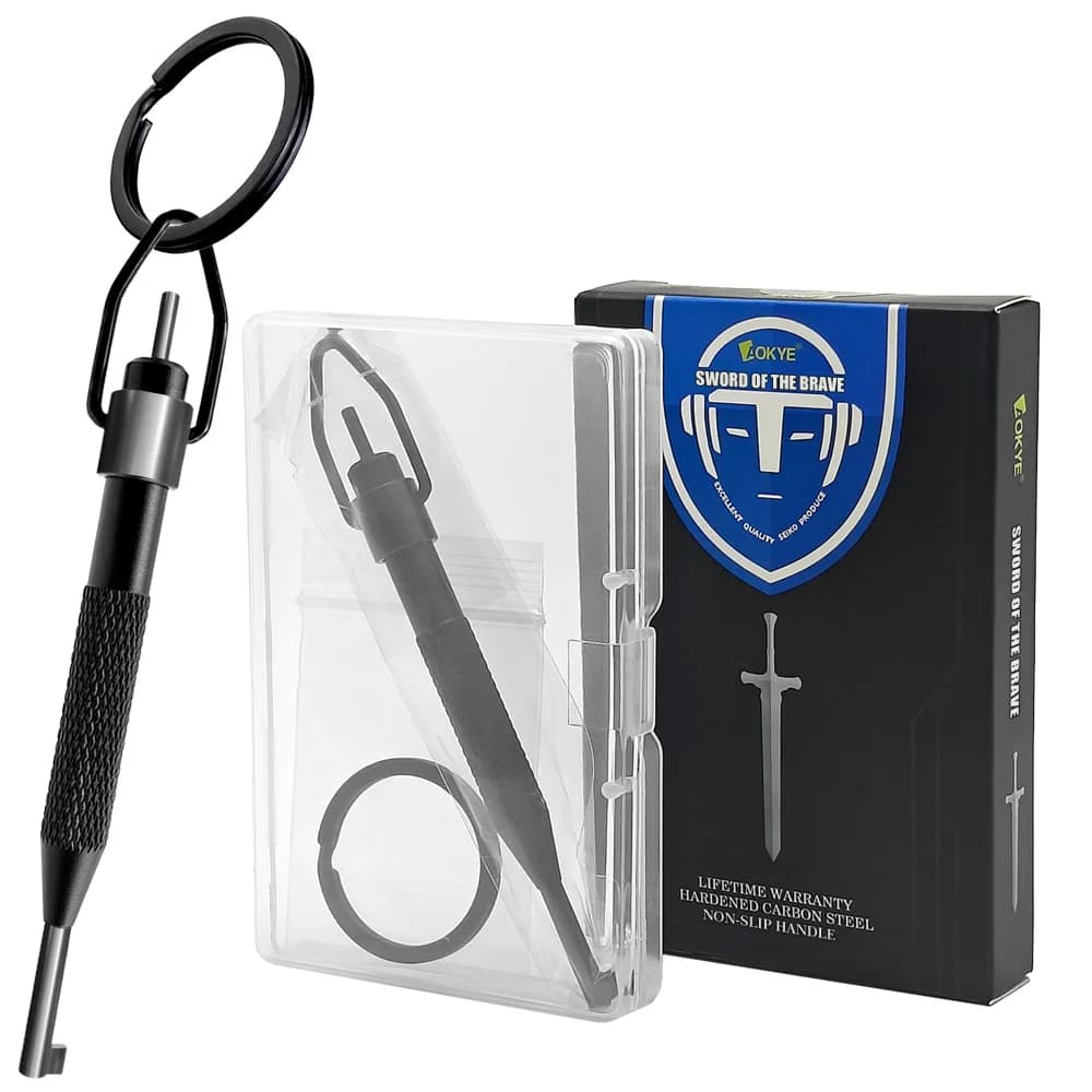 AK-01B Rotating Handcuff Key, Stainless Steel + Aluminum Alloy, with Key Ring, Police Handcuff Key for All Standard Series Han