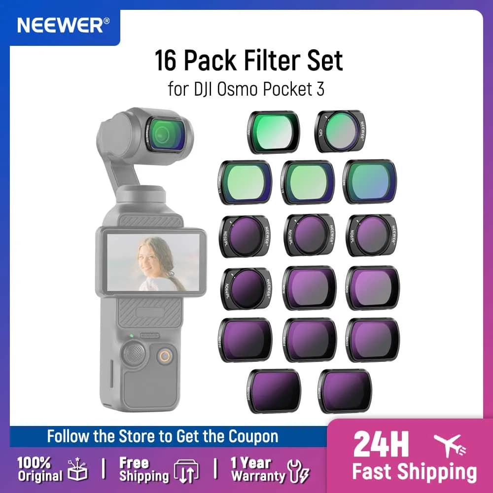 NEEWER ND Filter Set for DJI Osmo Pocket 3 ND8 ND16 ND32 ND64 ND128 ND256 ND1000 ND8/PL ND16/PL ND32/PL ND64/PL
