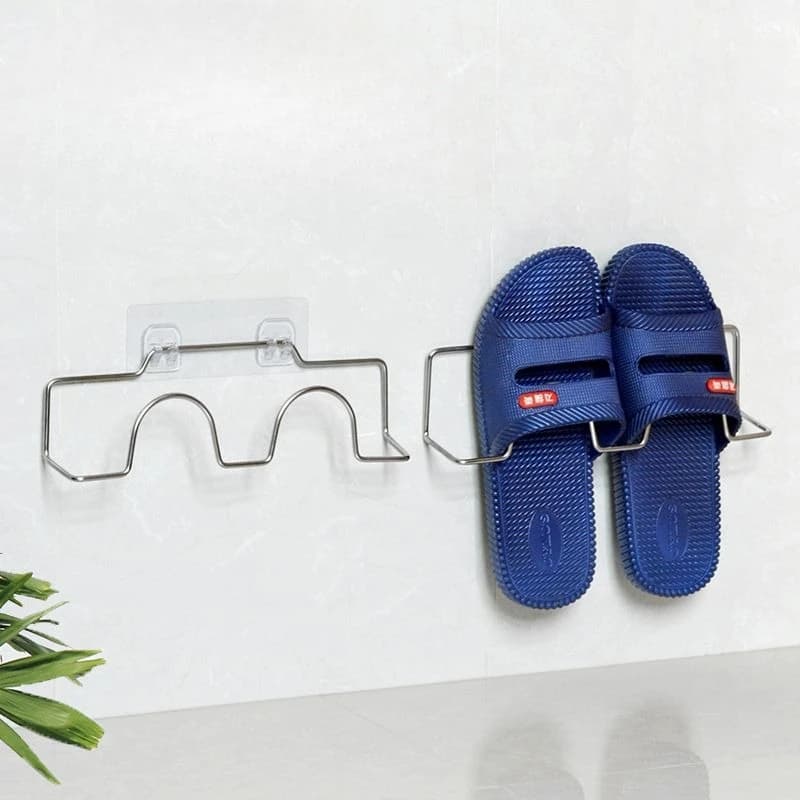 Stainless Steel Slipper Hangers Rack No Punching Bathroom Door Toilet Slipper Hanging Rack Washroom Sundry Items Storage Shelf