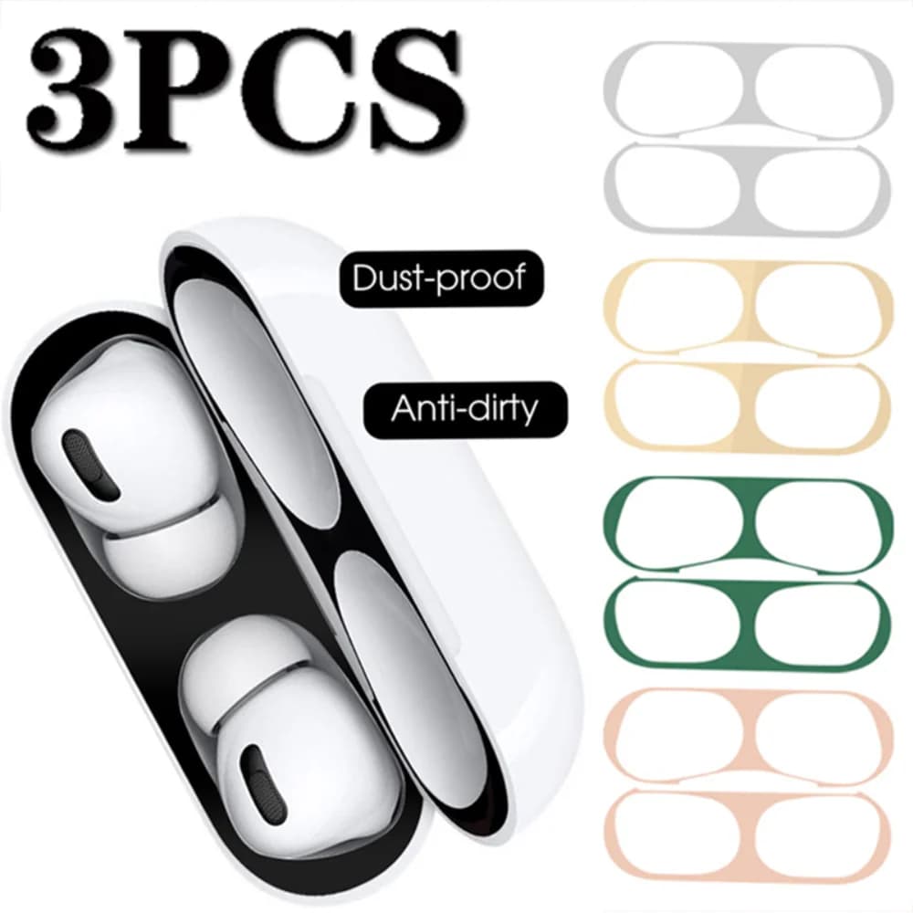 1-3Pcs Dust-proof Scratch Proof Cover for Apple AirPods Pro 2 Bluetooth Headset Dust-proof Inside Protection Film Metal Stickers
