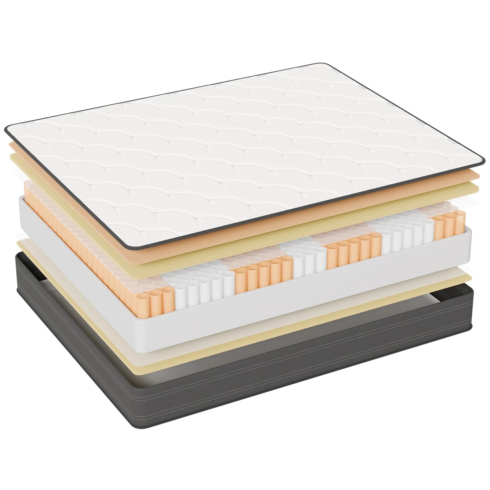 Pocket spring core mattress 180 × 200 × 22  cm - 7 zones mattress hardness H3 with comfort foam and stable support