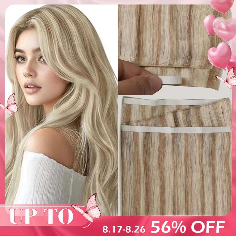 [NEW] Full Shine 50G One Piece Invisible Genius Hair Extensions Tape-In Real Human Hair Remy Skin Weft Thick Ends For Women