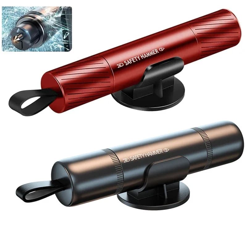 New 2 In 1 Car Safety Hammer Emergency Glass Breaker Cut The Seat Belt High Hardness Tungsten Steel Rescue Tool Auto Accessories
