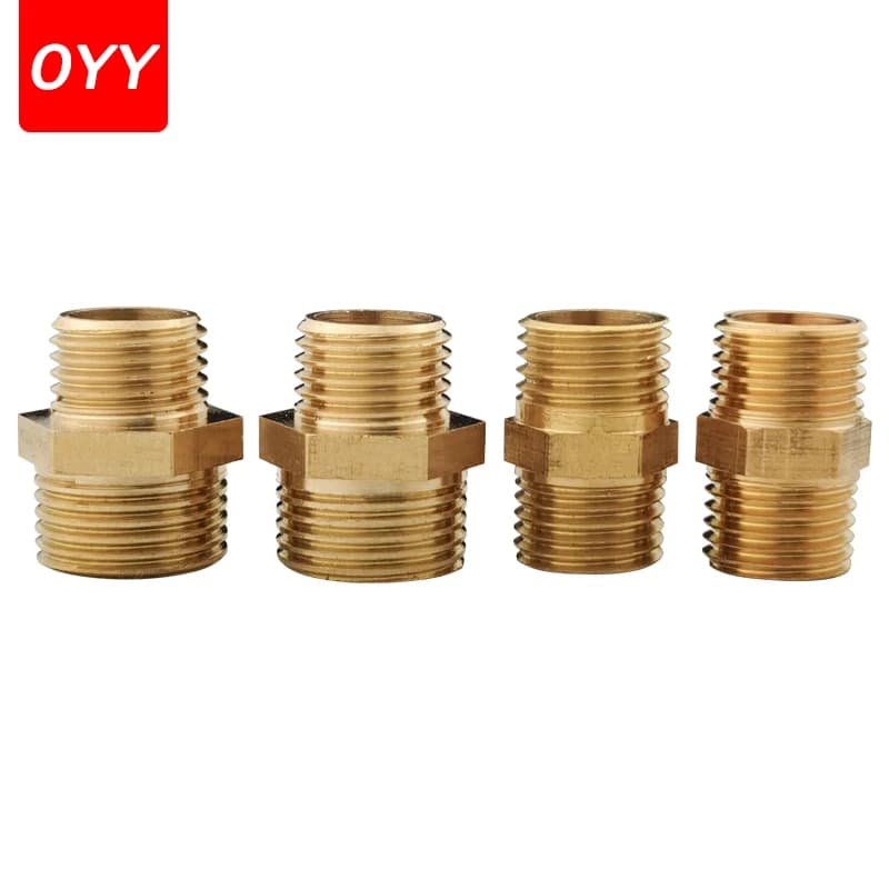 Brass Pipe Hex Nipple Fitting Quick Coupler Adapter 1/8 1/4 3/8 1/2 3/4 1 Male to Male Thread Water Oil Gas Connector