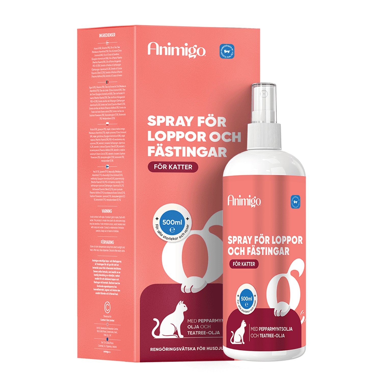 Lopp- och fästingspray för katter 500ml