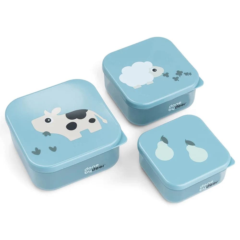 Done by Deer Snack Box Set Tiny Farm Blue 3 st