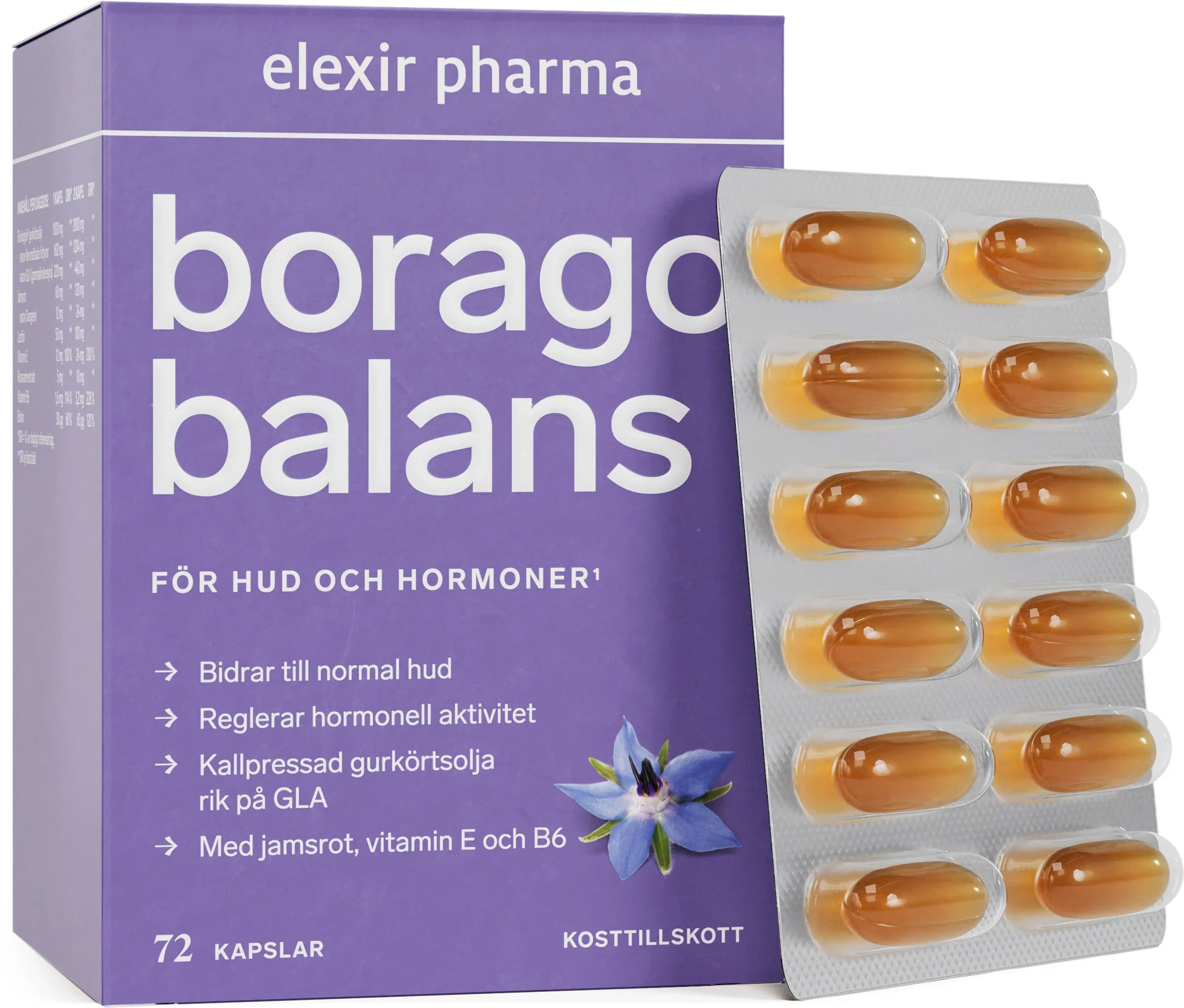 Elexir Pharma Borago Balans 72 kapslar