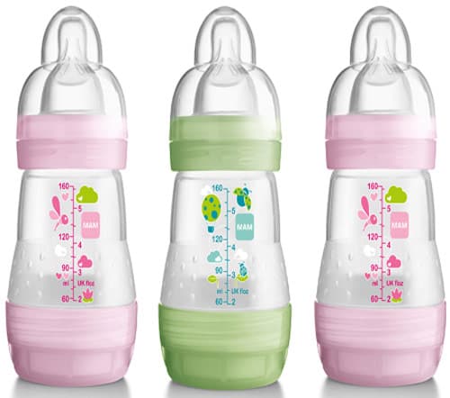 MAM 160 ml 0+mdr Anti-Colic Flaska - 3-pack Rosa