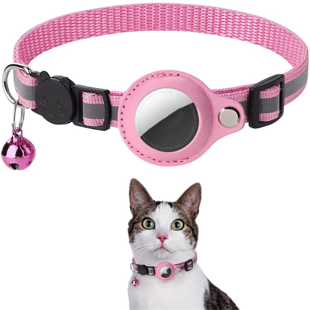 SKALO Katthalsband AirTag Hållare och Bjällra - Rosa