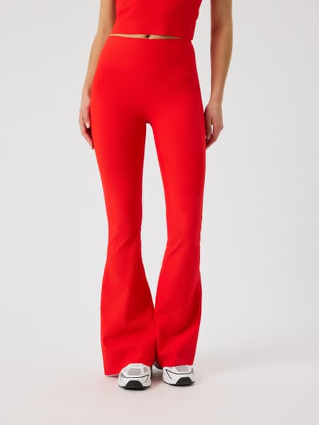 Björn Borg Studio Ribbed Flare Tights Regular Röd, L view 2