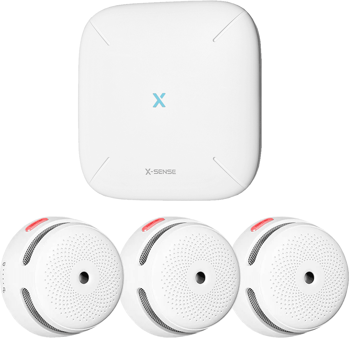 X-Sense FS31 med 3 brandvarnare XS01-M - Basstation med 3 Optiska Brandvarnare